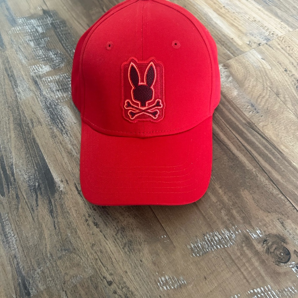 Psycho Bunny Kids Red Baseball Cap with Embroidered Logo